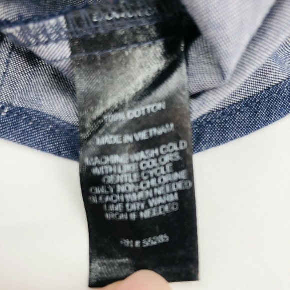 Express Essential Shirt Medium Blue Fitted Long Sleeve Collar Pleated Button - Picture 6 of 9